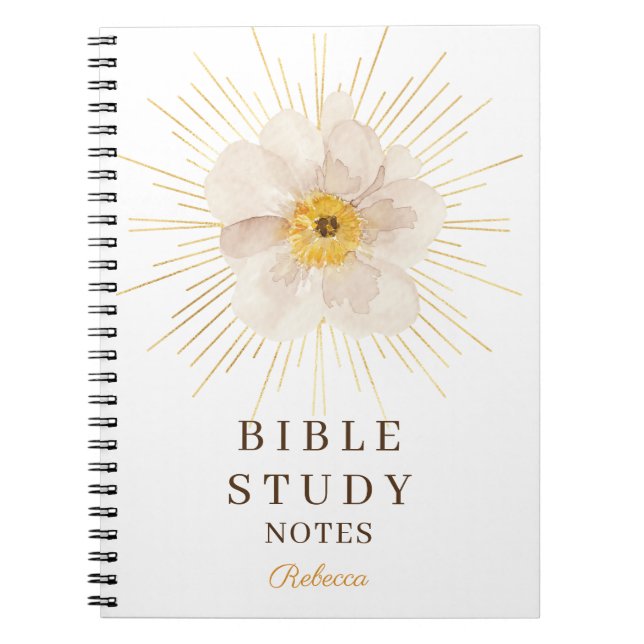 Caderno Espiral Estudo Bíblico Personalizado Elegante em Dourado S (Frente)
