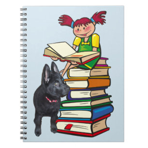 Caderno Espiral Estudo Buddy GSD Puppy e School Girl em livros