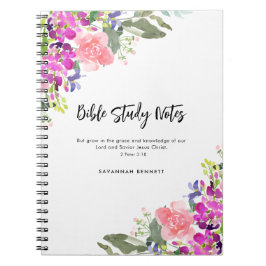 Caderno Espiral Estudo de Bíblia Floral de Bright Blooms Watercolo