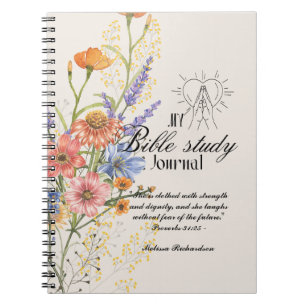 Caderno Espiral Estudo de Bíblia Personalizado Adicionar Nome e Fé