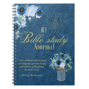 Caderno Espiral Estudo de Bíblia Personalizado Adicionar Nome e Fé