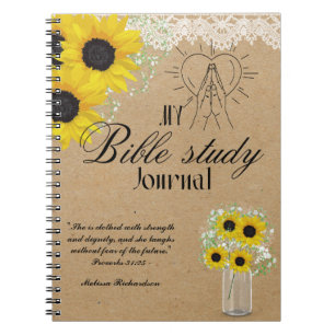 Caderno Espiral Estudo de Bíblia Personalizado Adicionar Nome e Fé