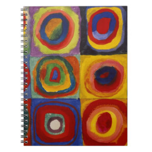 Caderno Espiral Estudo de cor dos círculos quadrados