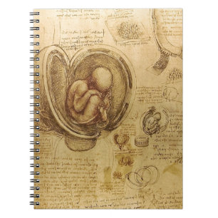 Caderno Espiral Estudo do feto bebê por Leonardo da Vinci