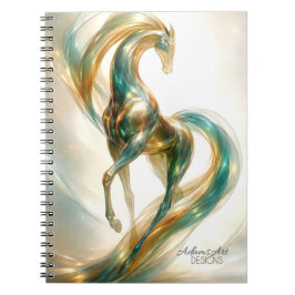 Caderno Espiral Ethereal Glass Horse Flow – Fantasy Abstract