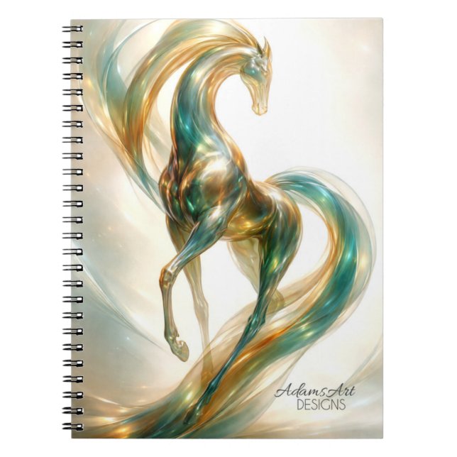 Caderno Espiral Ethereal Glass Horse Flow – Fantasy Abstract (Frente)