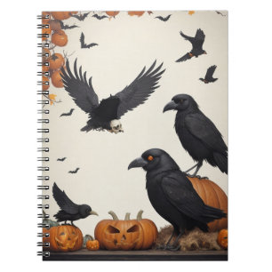 Caderno Espiral Ética Gótica para o Halloween Crow and Skull