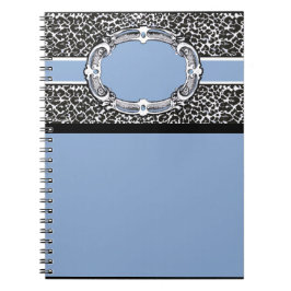 Caderno Espiral Etiqueta Azul Padrão de Cheetah