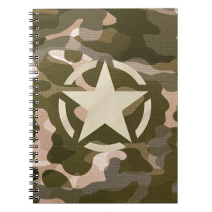Caderno Espiral Etiqueta de estrela no estilo da camuflagem de bur
