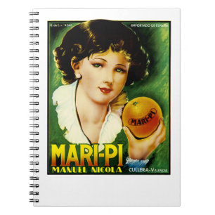 Caderno Espiral Etiqueta laranja Mari Pi