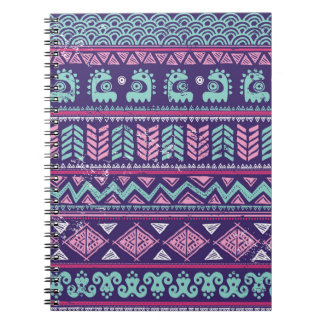 Caderno Espiral Étnica Tribal: Padrão Colorido Sem Costura.