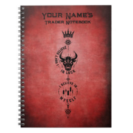 Caderno Espiral Eu Acredito em Mim Símbolo Trader Vermelho Carmesi