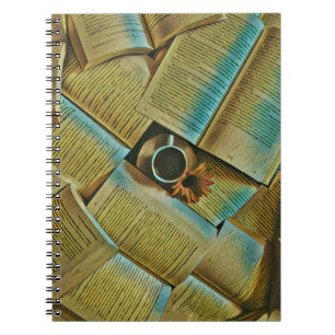 Caderno Espiral Eu adoro café e livros