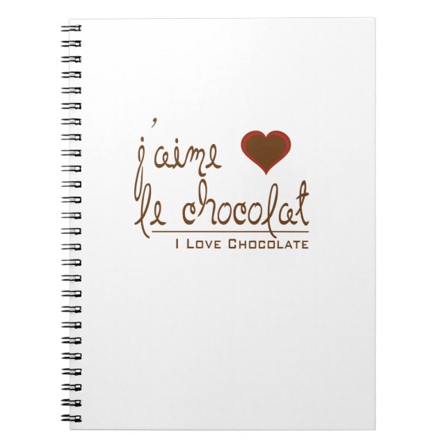 Caderno Espiral Eu adoro chocolate, em francês! (Frente)