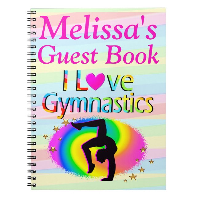 CADERNO ESPIRAL EU ADORO GINÁSTICO PERSONALIZADO LIVRO DE CONVIDAD (Frente)