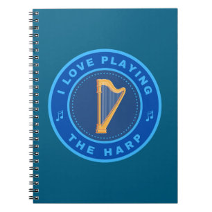 Caderno Espiral Eu adoro jogar Harp