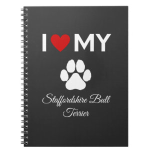Caderno Espiral Eu adoro o costume do meu cão de Staffordshire Bul