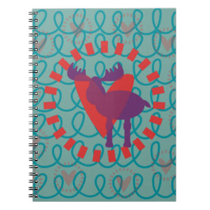 Caderno Espiral Eu adoro o Design do Moose Heart Doodle Nature Lov