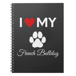 Caderno Espiral Eu adoro o meu texto personalizado de cachorro Bul