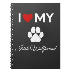 Caderno Espiral Eu adoro o meu texto personalizado de cão Wolfhoun