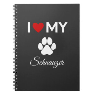 Caderno Espiral Eu adoro o meu texto personalizado do cão Schnauze