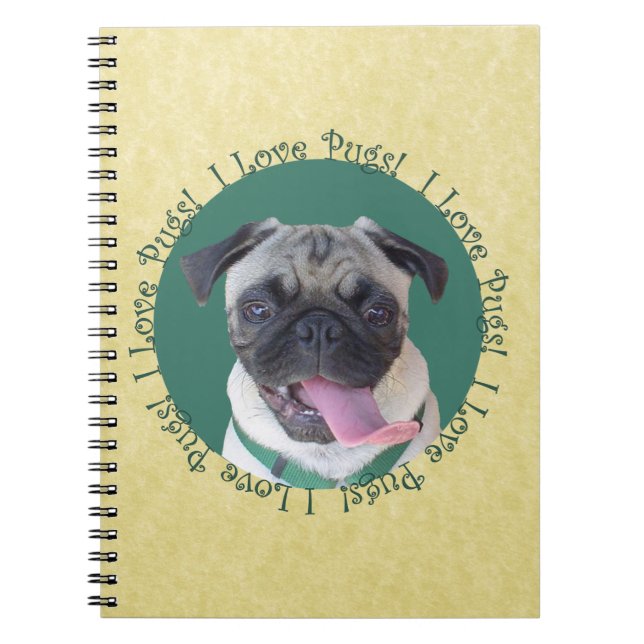 Caderno Espiral Eu Adoro Pugs! (Frente)