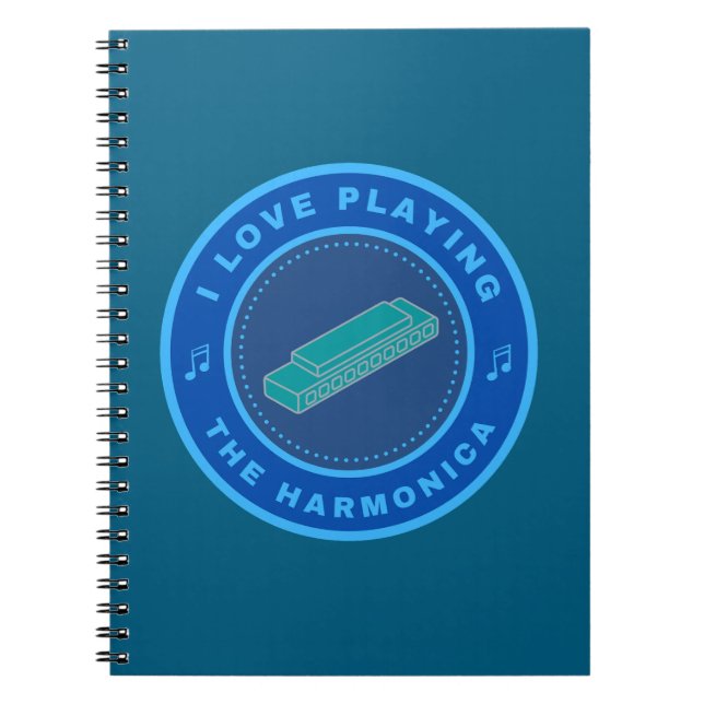 Caderno Espiral Eu adoro tocar a Harmonica (Frente)