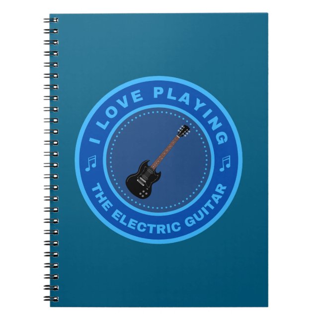 Caderno Espiral Eu adoro tocar violão elétrico (Frente)