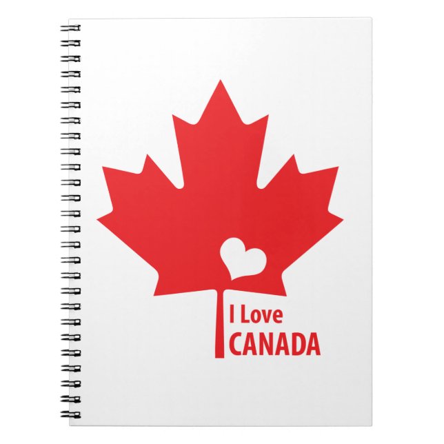 Caderno Espiral Eu amo a folha de bordo de Canadá (Frente)