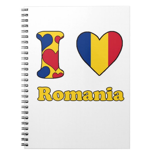 Caderno Espiral Eu amo a Romênia (Frente)