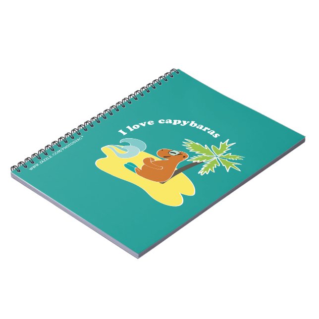 Caderno Espiral Eu Amo Arte de Praia Tropical de Capivaras (Left Side)