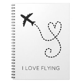 Caderno Espiral Eu Amo Aviões Voadores Cardíacos Voando Diversão d