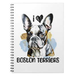Caderno Espiral Eu Amo Boston Terriers
