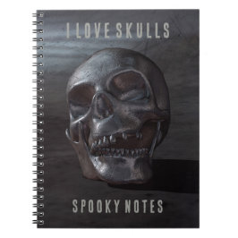 Caderno Espiral Eu amo caveiras. Notas assustadoras. Caveira sorri
