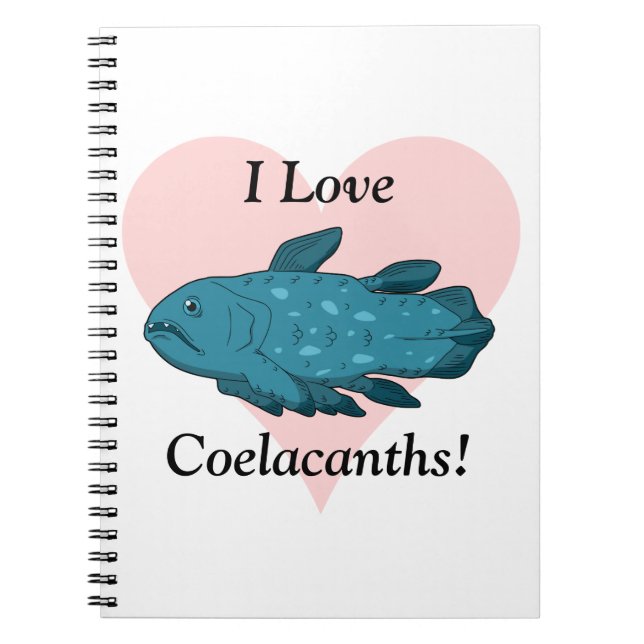 Caderno Espiral Eu amo Coelacanths! (Frente)