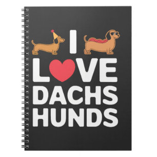 Caderno Espiral Eu Amo Dachshunds Ilustração Divertida com Estilo