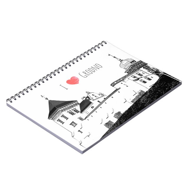 Caderno Espiral Eu Amo Grodno Belarus Architecture Sketch Castle (Left Side)