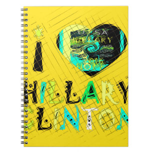 Caderno Espiral Eu amo Hillary USA Art Impressão