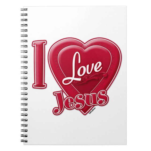 Caderno Espiral Eu Amo Jesus Coração Vermelho (Frente)