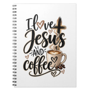 Caderno Espiral Eu amo Jesus e café