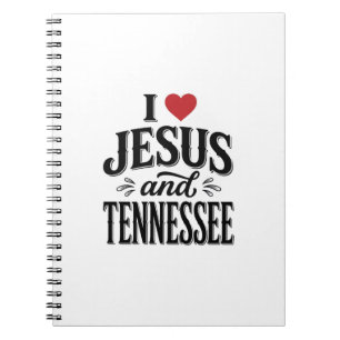 Caderno Espiral Eu Amo Jesus e Tennessee Vintage Desenho Cristão