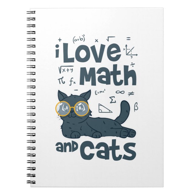 Caderno Espiral Eu amo matemática e gatos (Frente)