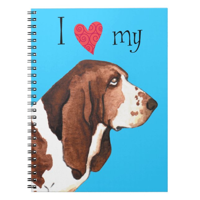 Caderno Espiral Eu amo meu Basset Hound (Frente)