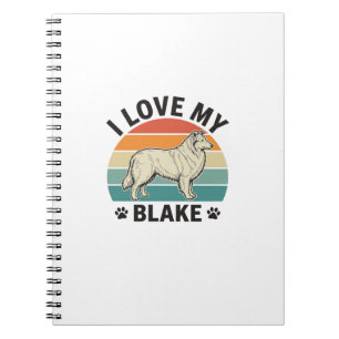 Caderno Espiral Eu Amo Meu Cachorro Blake Design de Gravura Retro_