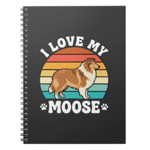 Caderno Espiral Eu Amo Meu Cachorro Retro Collie Alce