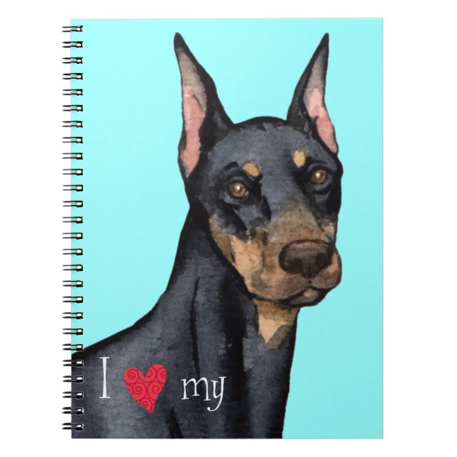 Caderno Espiral Eu amo meu Doberman (Frente)