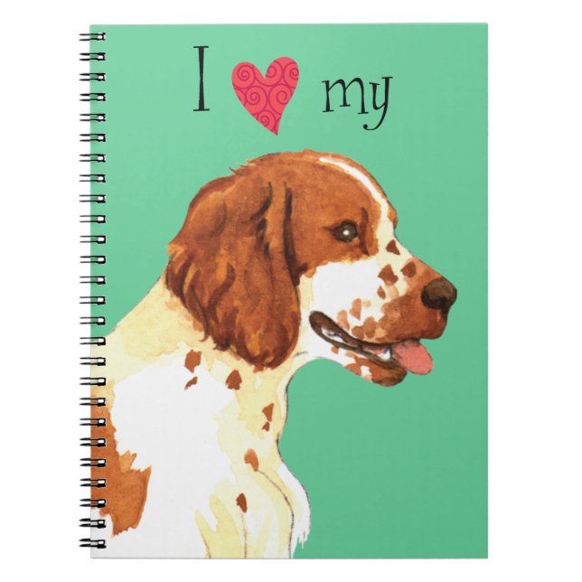 Caderno Espiral Eu amo meu galês Springer Spaniel (Frente)