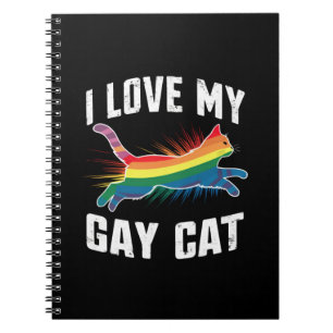 Caderno Espiral Eu Amo Meu Gato Gay Piada Arco-Íris Orgulho Lgbt
