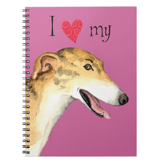 Caderno Espiral Eu amo meu Greyhound (Frente)