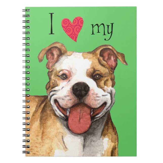 Caderno Espiral Eu amo meu Pit Bull Terrier (Frente)